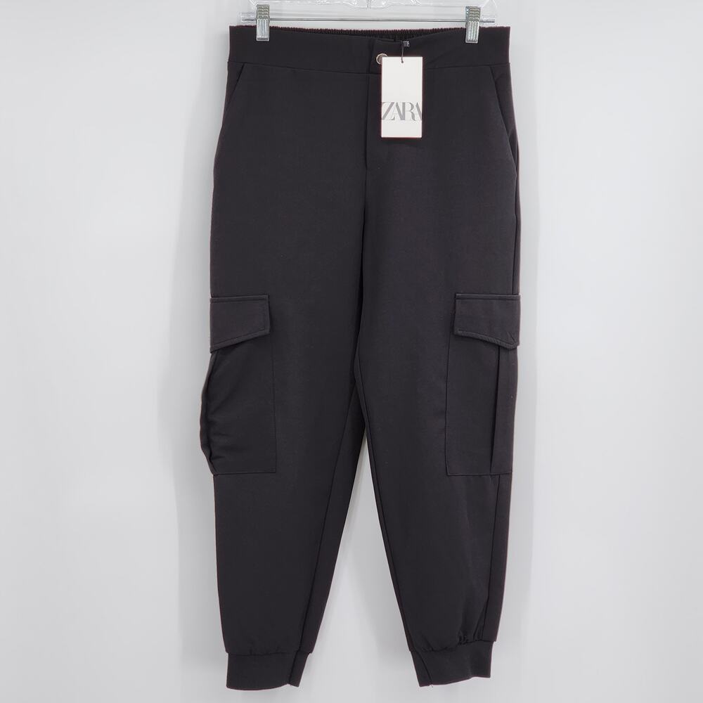 Zara Black Women's Jogger Pants Cargo Size Medium NWT